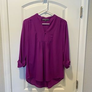 Brixton Ivy v-neck 3/4 sleeve blouse purple size medium